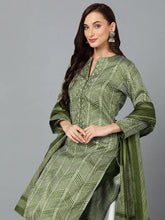 Silk Blend Fern Green Straight Kurta Pant-VKSKD1808